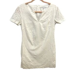 Trina Turk Eyelet Sheath Dress White Size 6 EUC AA 0948